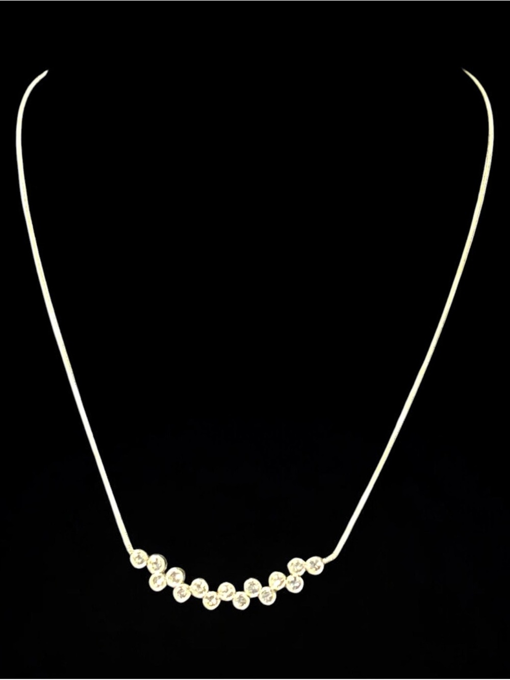 Gold Crystal Station Necklace for Women - Minimalist Sparkle adjustable